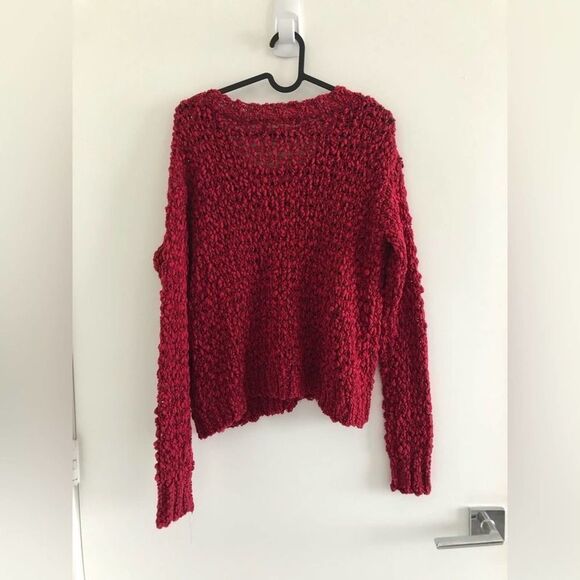 Band of Gypsies Chunky Knit Sweater Pullover Burgundy Size S  Cable Knit - Picture 10 of 10